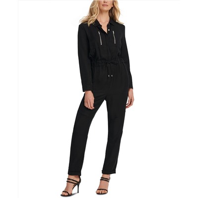 DKNY Drawstring-Waist Cuffed-Hem Jumpsuit