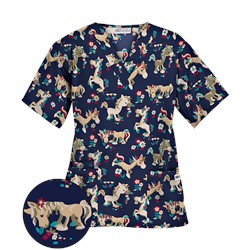 UA Frolic In The Flowers Navy Print Scrub Top
