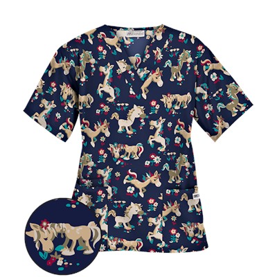 UA Frolic In The Flowers Navy Print Scrub Top