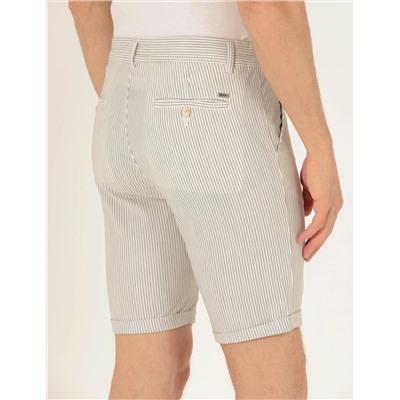 Gri Slim Fit Beli Lastikli Şort