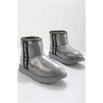 Bambi Gri Kürklü Kadın Bot & Bootie K02661000197