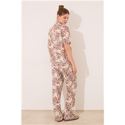 Pijama largo camisero print hojas