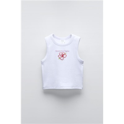 EMBROIDERED RIBBED T-SHIRT