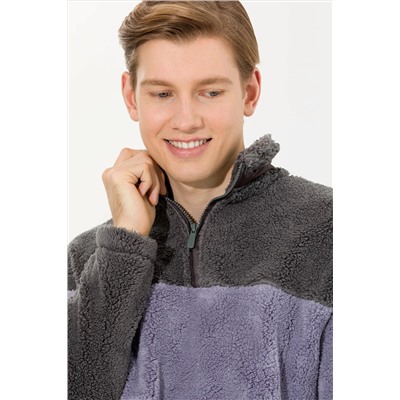 Erkek Antrasit Melanj Dik Yaka Sweatshirt
