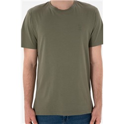 Erkek Regular Fit Bisiklet Yaka Haki Basic Tişört