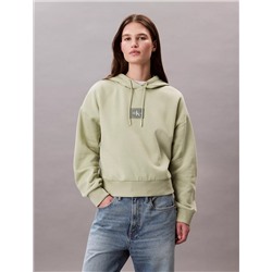 New Arrival Fleece Logo Patch Cropped Hoodie