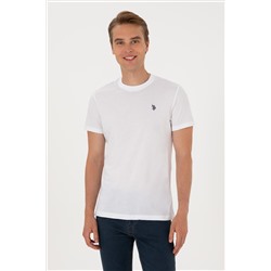 Erkek Regular Fit Bisiklet Yaka Beyaz Basic Tişört