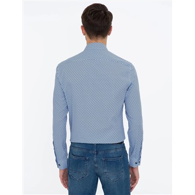 Lacivert Slim Fit Uzun Kollu Gömlek