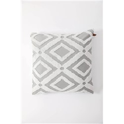 FAVORA Etnik Desenli Özel Tasarım Punch Panç Kırlent Kılıfı 42x42 Cm - Gri F1595