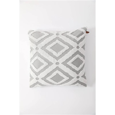 FAVORA Etnik Desenli Özel Tasarım Punch Panç Kırlent Kılıfı 42x42 Cm - Gri F1595