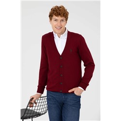 Erkek Bordo Basic Triko Hırka