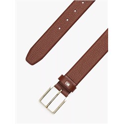 Square-Buckle Pebbled Leather Belt