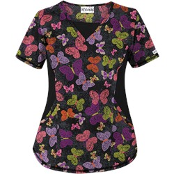UA Blissful Butterflies Black Print Scrub Top