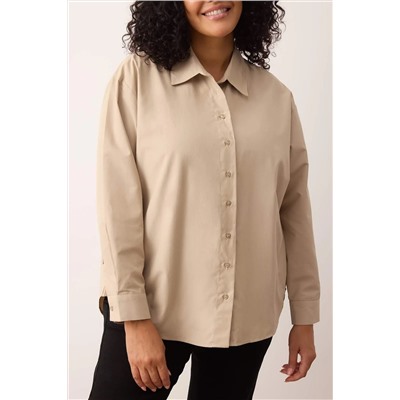 Vizon Loose Fit Basic Pamuklu Uzun Kollu Dokuma Büyük Beden Gömlek TBBSS22GO0319