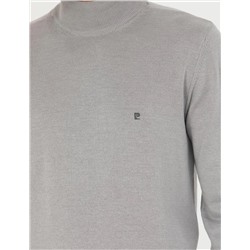 Açık Gri Melanj Slim Fit Yarım Balıkçı Basic Triko Kazak