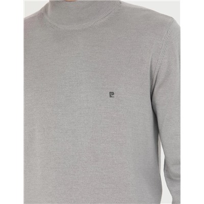Açık Gri Melanj Slim Fit Yarım Balıkçı Basic Triko Kazak