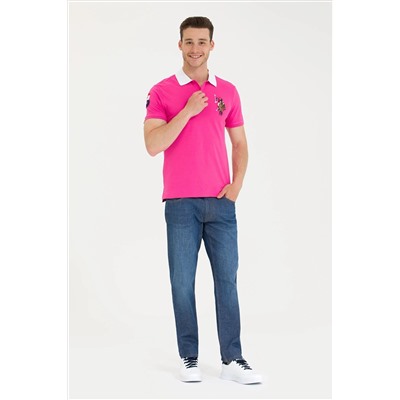Erkek Fuşya Basic Polo Yaka Tişört