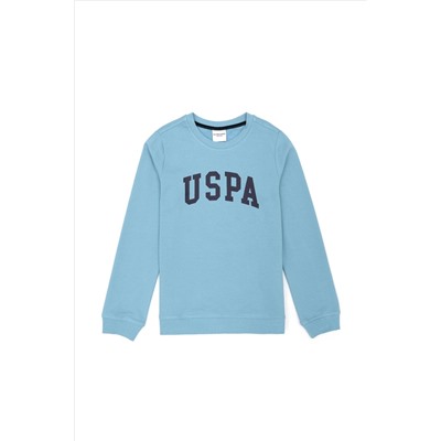 Çocuk Mavi Basic Bisiklet Yaka Sweatshirt