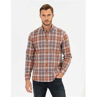 Bordo Regular Fit Uzun Kollu Gömlek