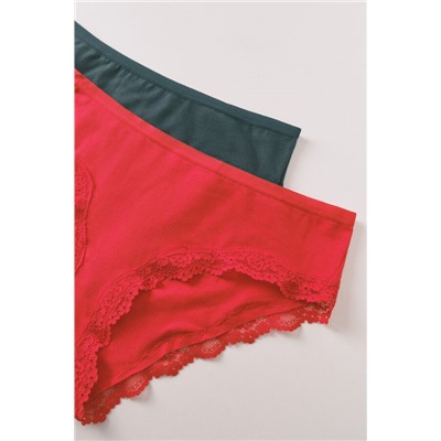 Pack 2 bragas anchas algodón rojo y verde