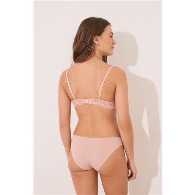 Braga clásica microfibra y encaje rosa
