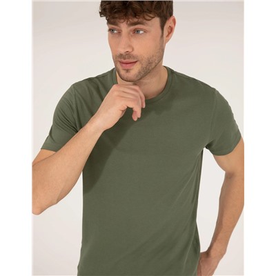 Haki Slim Fit Basic Tişört