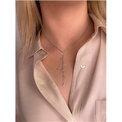 Серьги-продёвки из серебра с фианитами родированные 925 пробы 111016_001