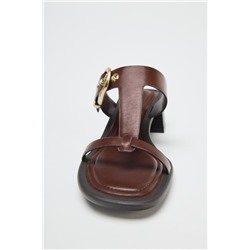 LEATHER BLOCK HEEL SANDALS