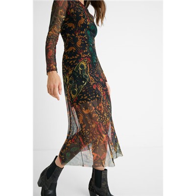 Vestido slim midi mariposas