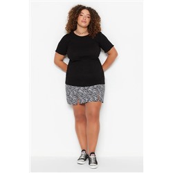 Siyah Fitted/Vücuda Oturan Fitilli Esnek Örme Bluz TBBSS23AF00087