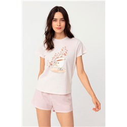 Pijama Chip La Bella y la Bestia Disney - Beige jaspeado y blanco