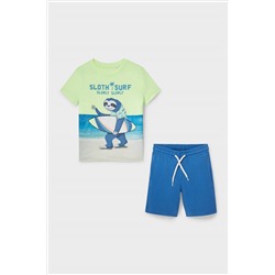 Set - Kurzarmshirt und Sweatshorts - 2 teilig