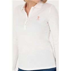 Kadın Ekru Basic Polo Yaka Sweatshirt