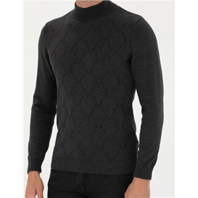 Antrasit Melanj Slim Fit Kazak