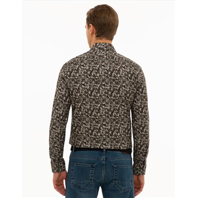 Haki Slim Fit Uzun Kollu Gömlek