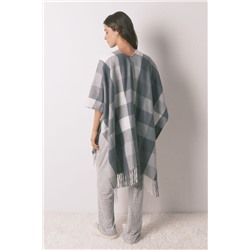 Poncho estampado étnico gris