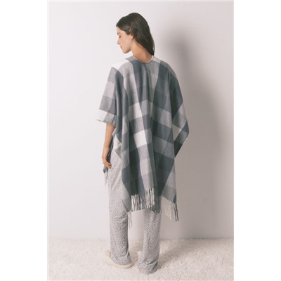 Poncho estampado étnico gris