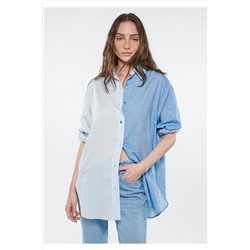 Mavi Color Block Indigo Gömlek Oversize / Geniş Kesim 1210514-85486