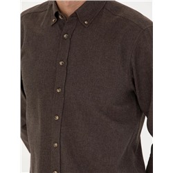 Kahverengi Slim Fit Uzun Kollu Gömlek