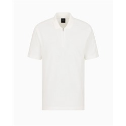 Regular fit cotton zip polo with logo bands