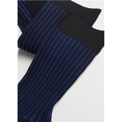 Kurze gerippte Herrensocken aus Fil d‘Ecosse