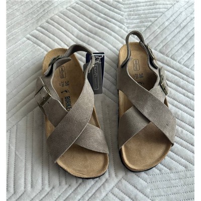 Сандалии Birkenstoc*k с перекрестными ремешками и пробковой подошвой из натуральной кожи