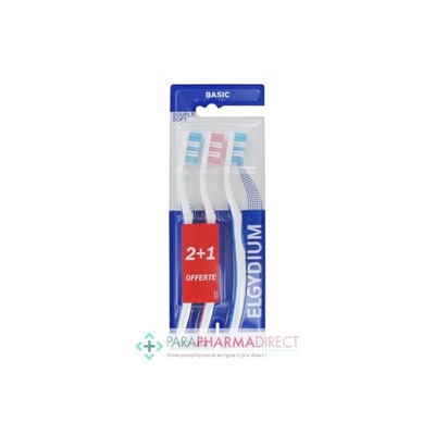Elgydium Brosse à Dents Basic Souple x3