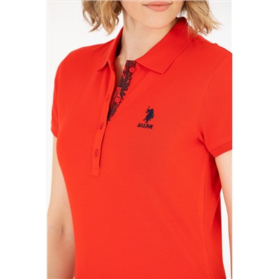 Kadın Kırmızı Basic Polo Yaka Tişört
