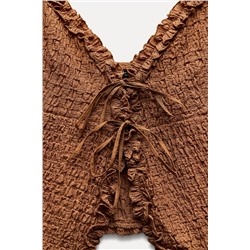 TEXTURED CROP TOP WITH RUFFLES