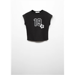 Camiseta crop estampada