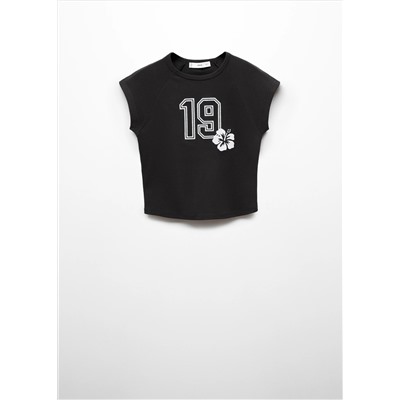 Camiseta crop estampada