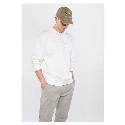 Mavi Kapüşonlu Beyaz Basic Sweatshirt 0610062-70057