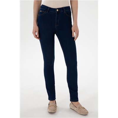 Kadın Koyu Mavi Toothpick Fit Jean Pantolon