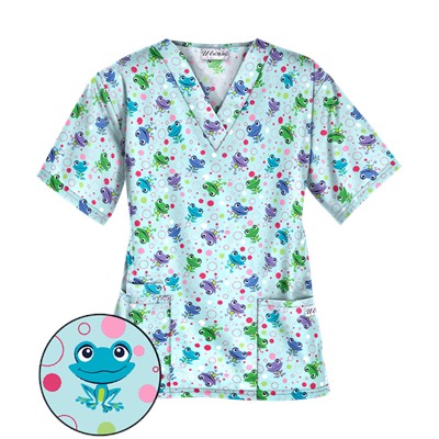 UA Jumpin Jack Navy Print Scrub Top